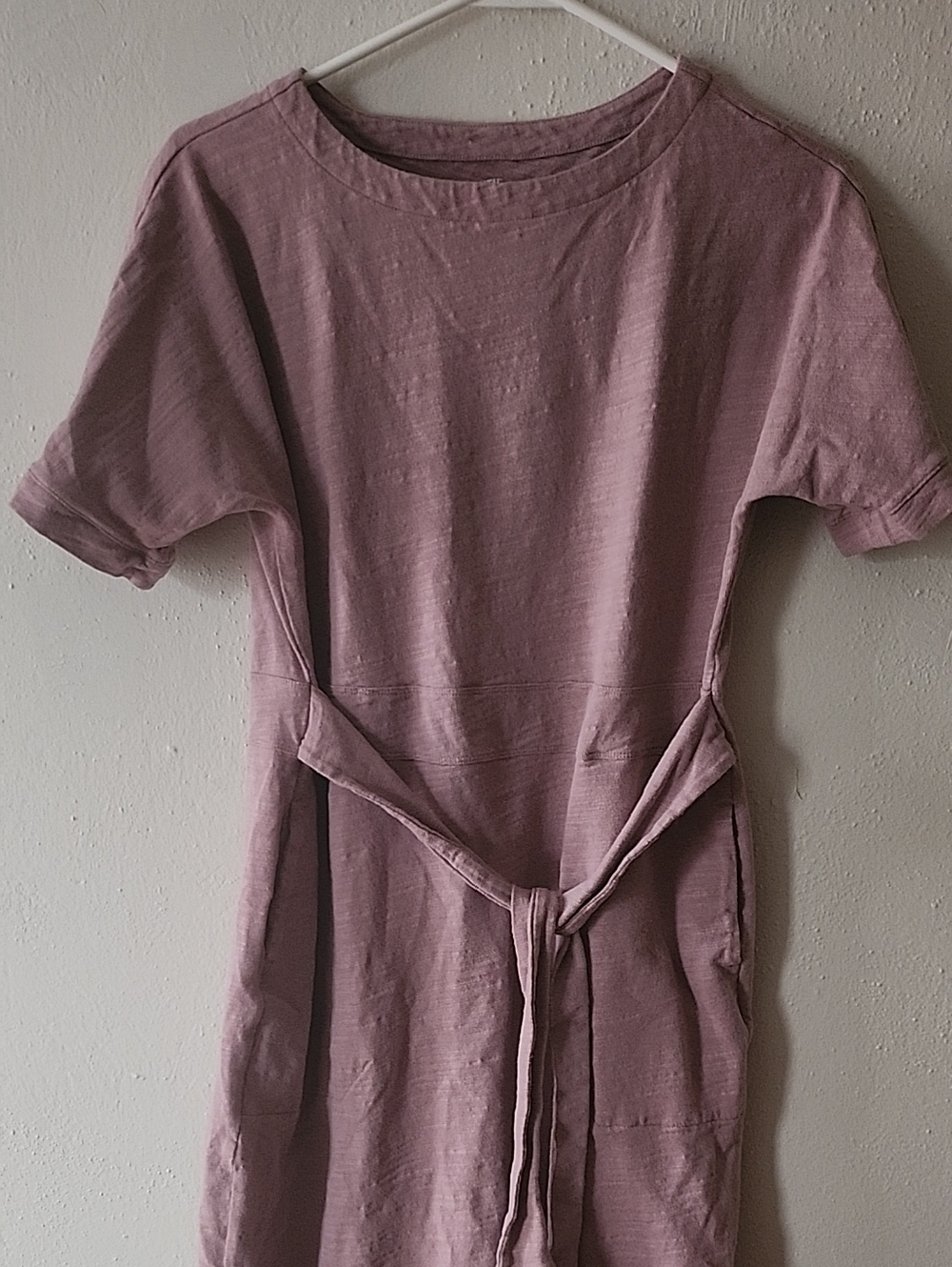 Mauve Tie-Waist Short Sleeve Dress
